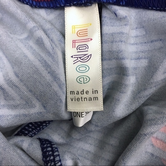 LULAROE Leggings OS One Size Abstract Print Stripe Southwestern Aztec Boho Blue - Picture 6 of 10